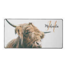 ハイランド牛ポートレート名前をカスタムするイニシャルモノグラム
