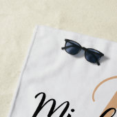 ハイランド牛ポートレート名前をカスタムするイニシャルモノグラム ビーチタオル (インサイチュ)