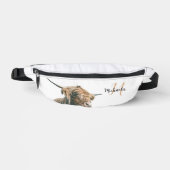 ハイランド牛ポートレート名前をカスタムするイニシャルモノグラム ファニーパック (正面)