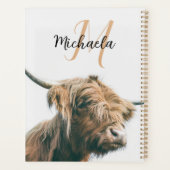 ハイランド牛ポートレート名前をカスタムするイニシャルモノグラム プランナー手帳 (裏面)