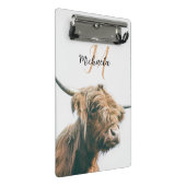 ハイランド牛ポートレート名前をカスタムするイニシャルモノグラム ミニクリップボード (アングル)