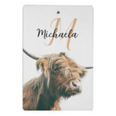 ハイランド牛ポートレート名前をカスタムするイニシャルモノグラム ミニクリップボード (裏面)