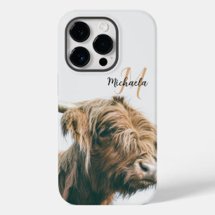 ハイランド牛ポートレート名前をカスタムするイニシャルモノグラム Case-Mate iPhone 14 PROケース