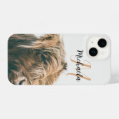 ハイランド牛ポートレート名前をカスタムするイニシャルモノグラム iPhoneケース (裏面横)