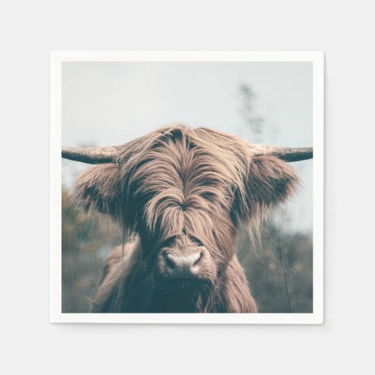 ハイランド牛ポートレート スタンダードカクテルナプキン (正面)