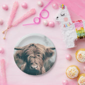 ハイランド牛ポートレート ペーパープレート (パーティー)