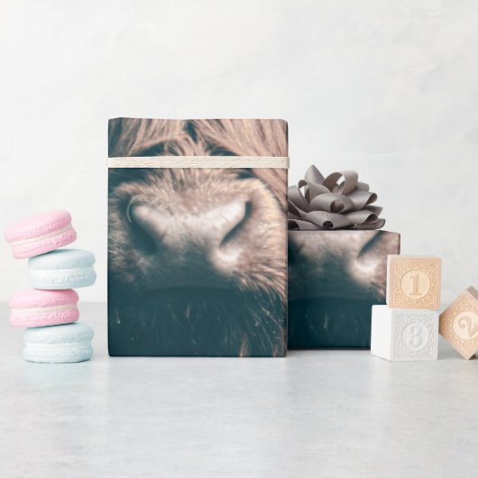 ハイランド牛ポートレート ラッピングペーパー (ベビーシャワー)