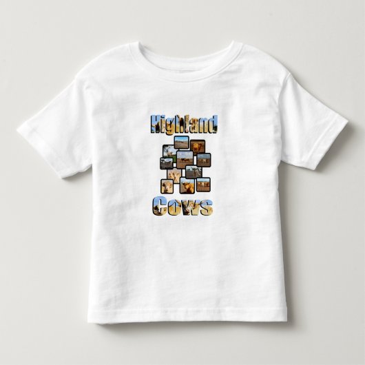 ハイランド牛モンタージュとロゴ、 トドラーTシャツ (正面)