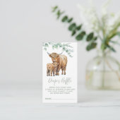 ハイランド牛ユーカリ赤ちゃんシャワーおむつラッフル エンクロージャーカード (スタンド正面)