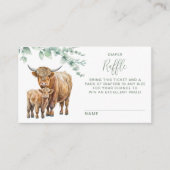 ハイランド牛ユーカリ赤ちゃんシャワーおむつラッフル エンクロージャーカード (正面)