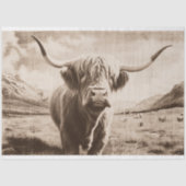 ハイランド牛ヴィンテージセピアデクページ紙 薄葉紙 (正面)