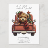 ハイランド牛ヴィンテージレッドトラッククリスマスムービング 案内ポストカード (正面)