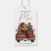 ハイランド牛ヴィンテージレッドトラックメリークリスマス ギフトタグ (裏面)