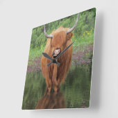 ハイランド牛時計 スクエア壁時計 (傾斜)