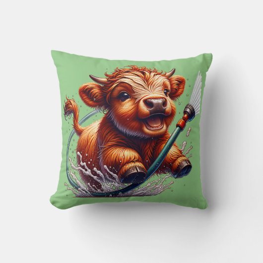 「ハイランド牛浴時間」 クッション (正面)