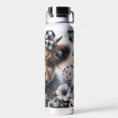 ハイランド牛白黒格子状フローラ ウォーターボトル (背面)