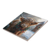 ハイランド牛素朴納屋周囲の庭クリスマス タイル (側面)