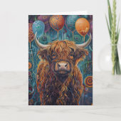 ハイランド牛誕生日お洒落バルーン カード (正面)