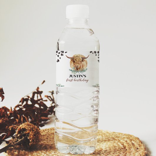 ハイランド牛誕生日ウォーターボトルラベル ペットボトルラベル