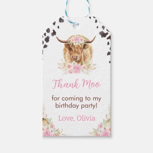 ハイランド牛誕生日サンキューユーラベル ギフトタグ (正面)