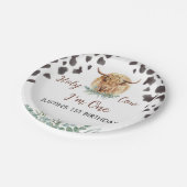 ハイランド牛誕生日ベビーシャワー ペーパープレート (アングル)