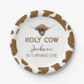 ハイランド牛誕生日ベビーシャワー ペーパープレート (正面)