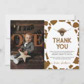 ハイランド牛誕生日写真サンキューカード サンキューカード (正面)