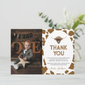 ハイランド牛誕生日写真サンキューカード サンキューカード (スタンド正面)