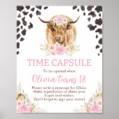 ハイランド牛誕生日時間カプセル標識 ポスター (正面)