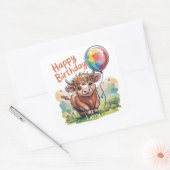 ハイランド牛誕生日 スクエアシール (封筒)