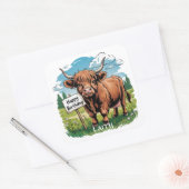 ハイランド牛誕生日 スクエアシール (封筒)