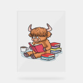 ハイランド牛読牛の本コーヒークラスを飲む アクリルサイン (正面)