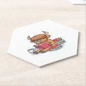 ハイランド牛読牛の本コーヒークラスを飲む ペーパーコースター (アングル)