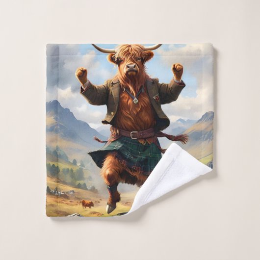 ハイランド牛踊りハイランドフライ ウォッシュタオル (ウォッシュタオル)