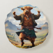 ハイランド牛踊りハイランドフライ ラウンドクッション (裏面)