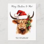 ハイランド牛2025カレンダーメリークリスマスカード シーズンポストカード (正面)