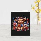 ハイランド牛7月花の4thアメリカ愛国牛 カード (黄色い花)