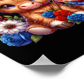 ハイランド牛7月花の4thアメリカ愛国牛 ポスター (角)