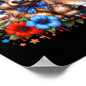 ハイランド牛7月花の4thアメリカ愛国牛 ポスター (角)