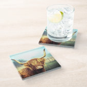 ハイランド牛 ガラスコースター (アングル)