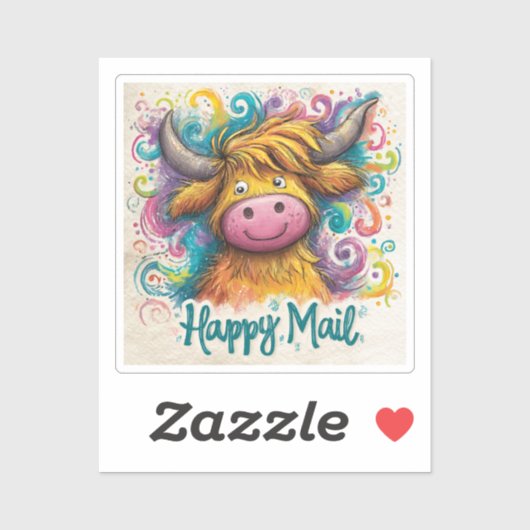 ハイランド牛、ハッピーメール、シール シール (シート)