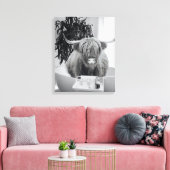 ハイランド牛 バスタブ 黒 白 バスルーム キャンバスプリント (インサイチュ (リビング))