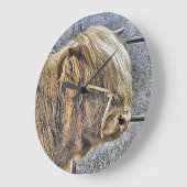ハイランド牛 ラージ壁時計 (傾斜)