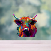 ハイランド牛、牛、ハイランド牛の芸術、かわいい高原 アクリルサイン (ニュートラル)