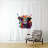 ハイランド牛、牛、ハイランド牛の芸術、かわいい高原 タペストリー (インサイチュ)