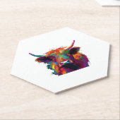 ハイランド牛、牛、ハイランド牛の芸術、かわいい高原 ペーパーコースター (アングル)