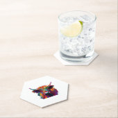 ハイランド牛、牛、ハイランド牛の芸術、かわいい高原 ペーパーコースター (インサイチュ)