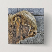 ハイランド牛 缶バッジ (正面)