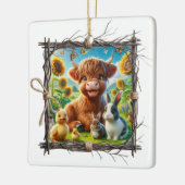 ハイランド素朴カウズオーナメント – ファームハウスキープサケ セラミックオーナメント (左)
