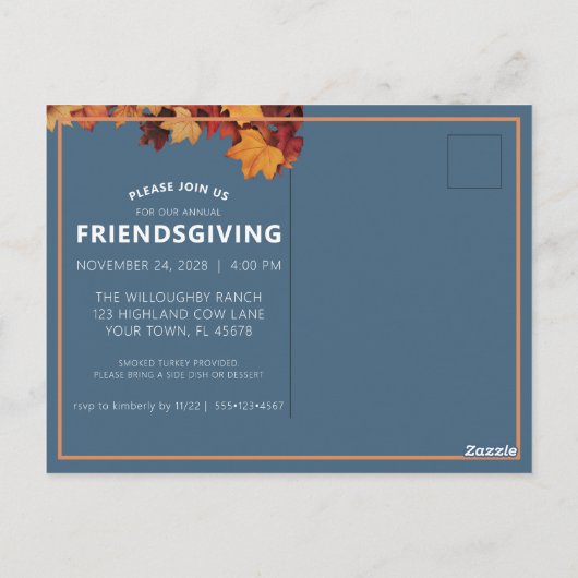 ハイランド素朴カウフレンドシップ招待状はがき ポストカード (裏面)